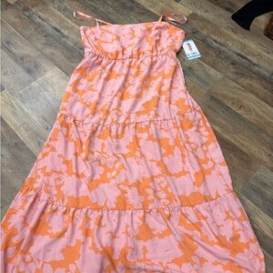 Orange and Pink Floral Maxi Dress